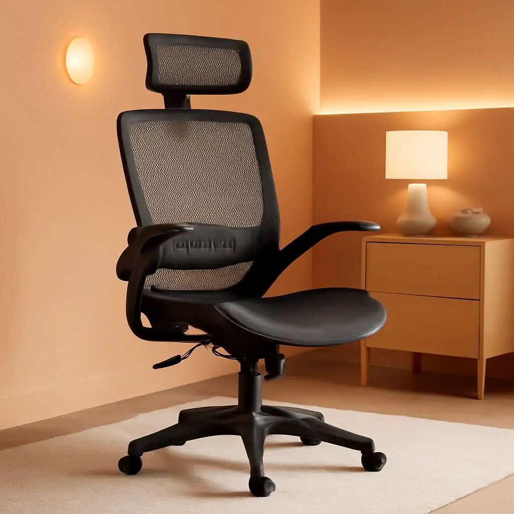 Ergonomic High Back Chair With Mesh Seat Flip Up Armrests from PriceLows™