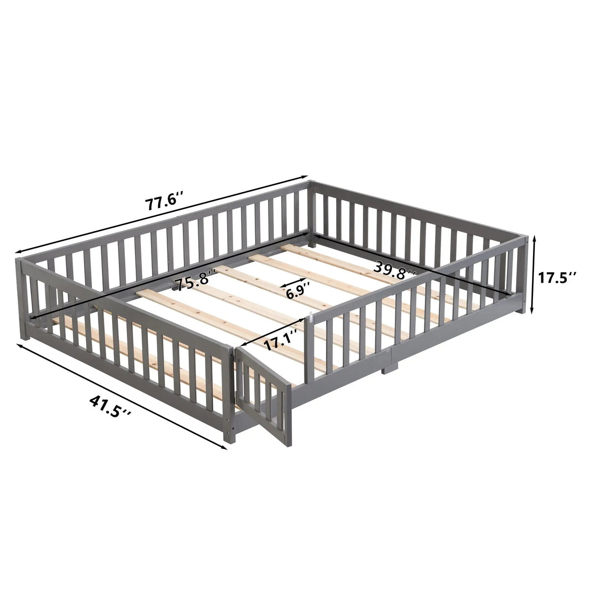 Floor Bed | Solid Wood | Safety Guardrails | Toddler Size