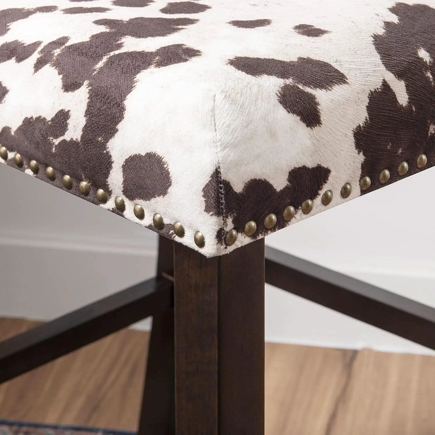 Stylish Cowhide Print Bar Stool with Comfortable Padded Seat from PriceLows™
