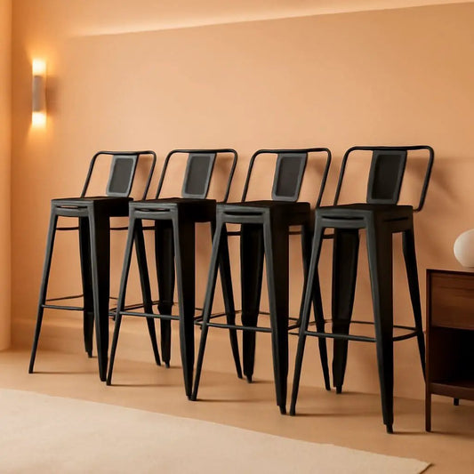 30 Inch Matte Black Metal Bar Stool Set Of 4 With Low Back from PriceLows™