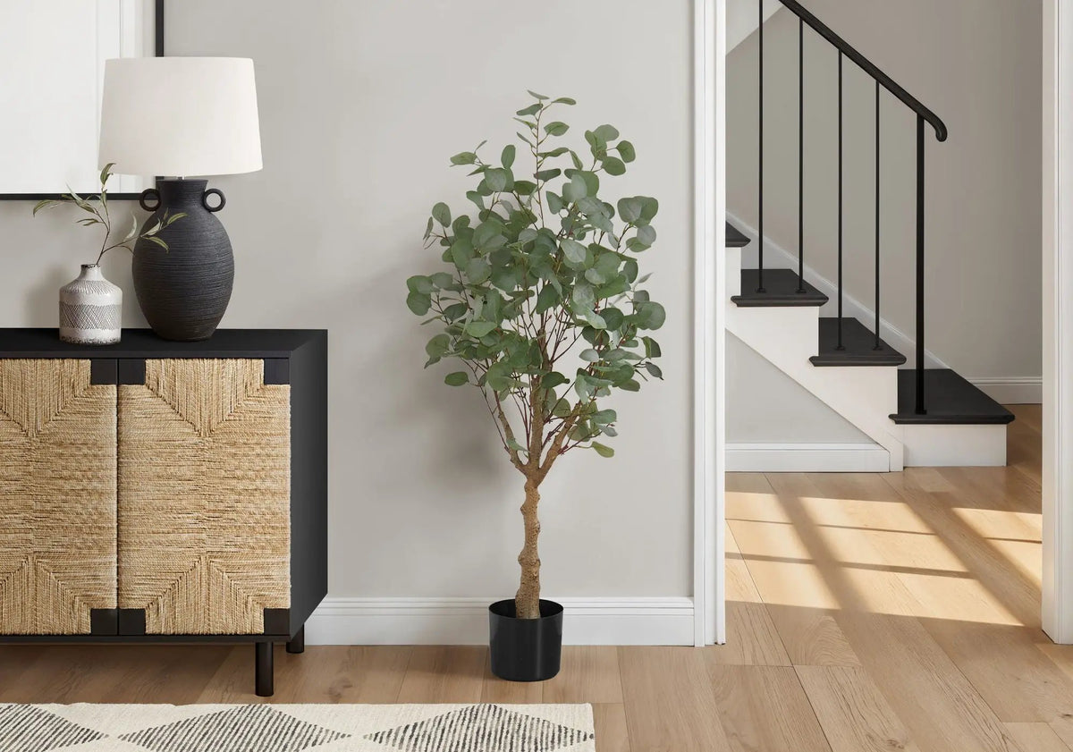 46 Inch Artificial Eucalyptus Tree | 264 Real Touch Leaves | Indoor Faux Floor Plant | Potted