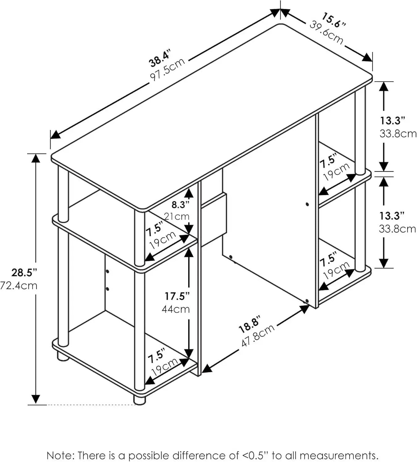 Jaya Computer Study Desk With Open Storage Grey Black from PriceLows™