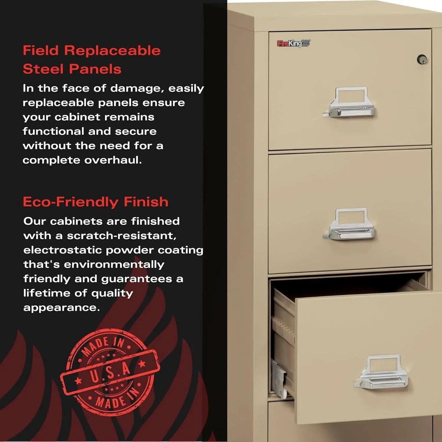 Parchment Four Drawer Fire Safe Legal File Cabinet UL 1 Hour from PriceLows™