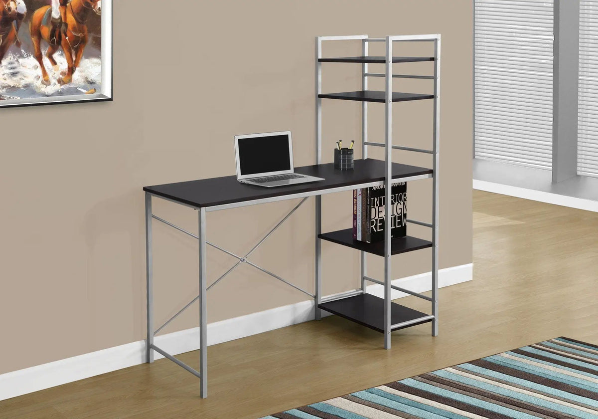Computer Desk With Shelves | 48 Inch Width | Four Fixed Storage Shelves | 55 Inch Height