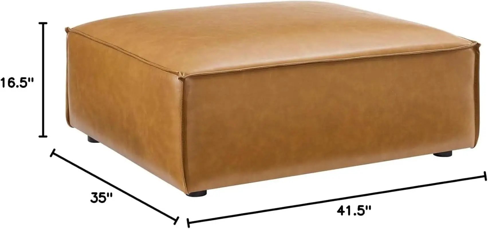 Tan Vegan Leather Contemporary Sectional Sofa Ottoman from PriceLows™