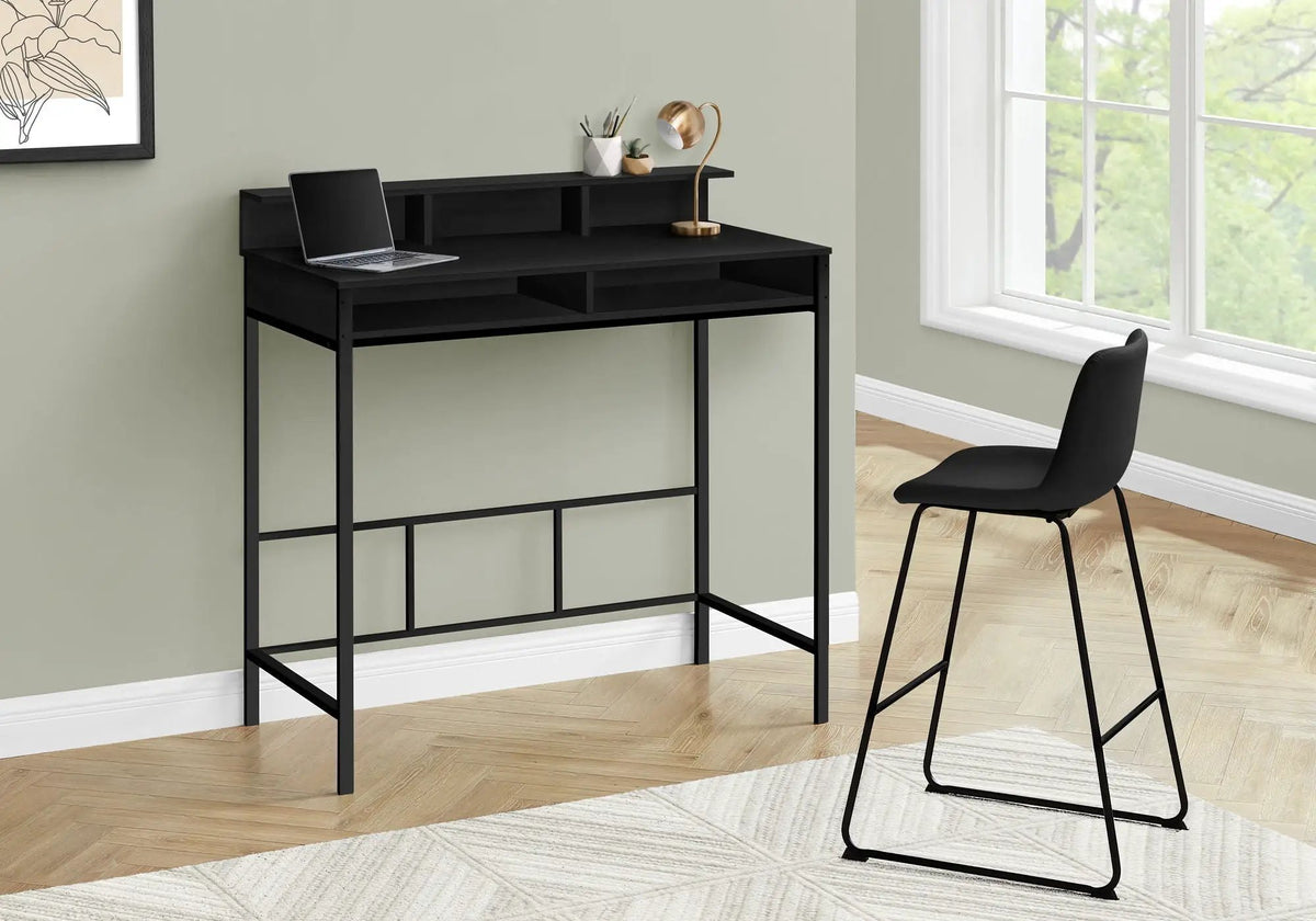 Standing Computer Desk | 47.5 Inch Height | Storage Shelves | Sturdy Metal Legs