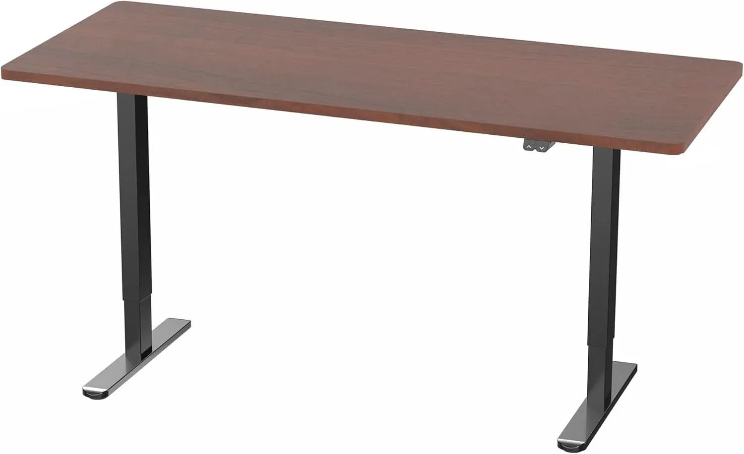 60 Inch Electric Height Adjustable Desk Dark Walnut Top Black Frame from PriceLows™