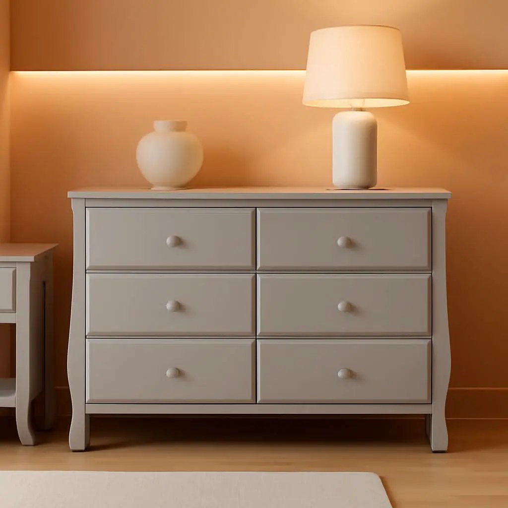 Six Drawer Dresser In Grey With Interlocking Drawers from PriceLows™
