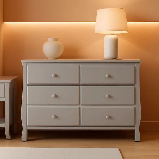 Six Drawer Dresser In Grey With Interlocking Drawers from PriceLows™
