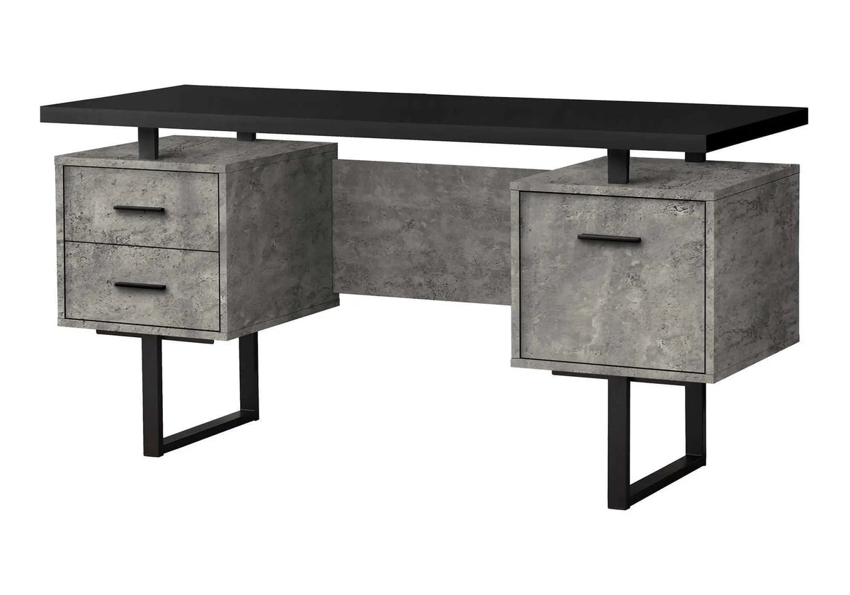 60 Inch Computer Desk | Laminate Finish | Two Top Drawers And File Drawer | Reversible Set-Up
