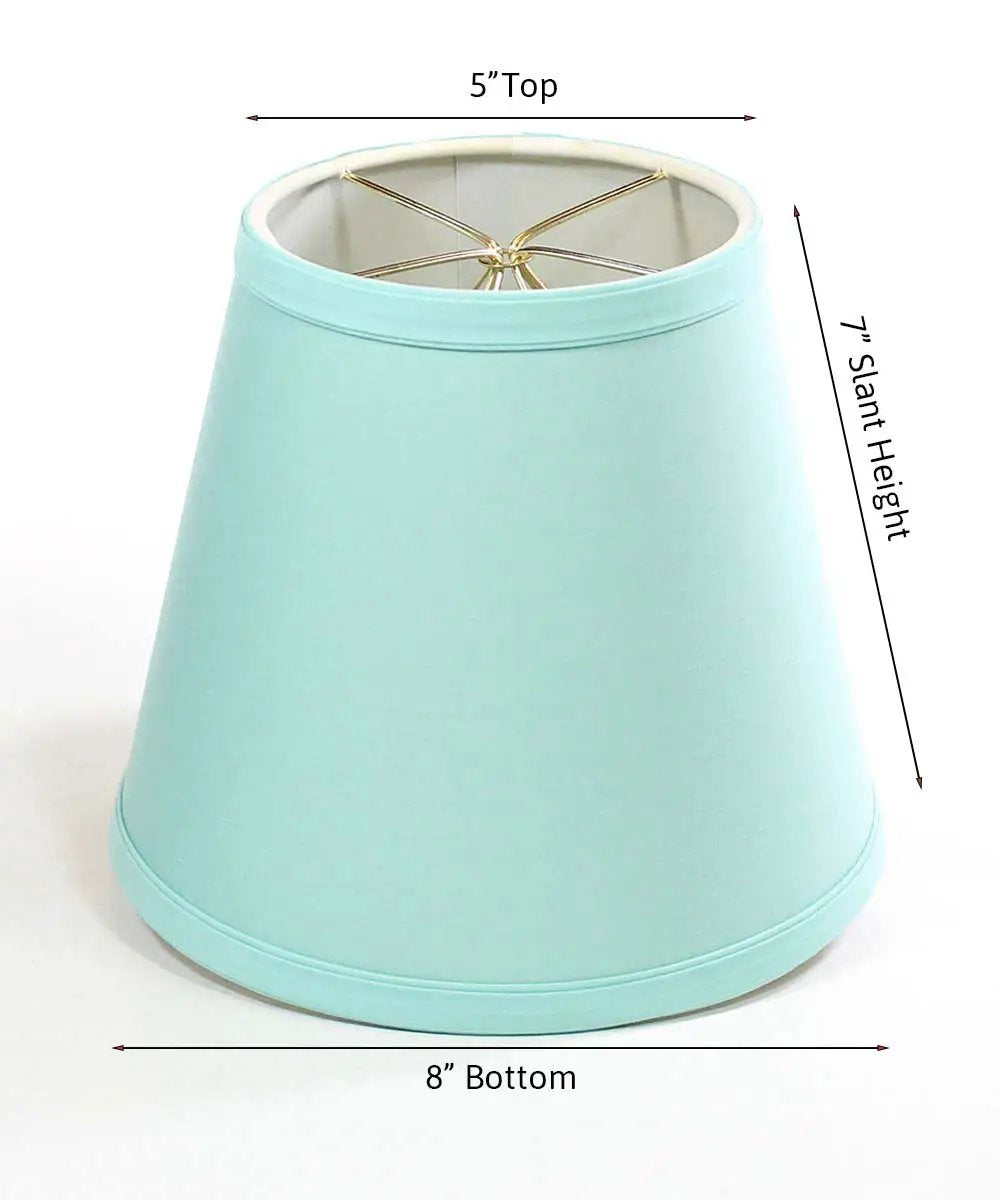 Lamp Shade | Clip On Empire Style | Pure Linen Fabric | 8X7 Inch Aqua Blue