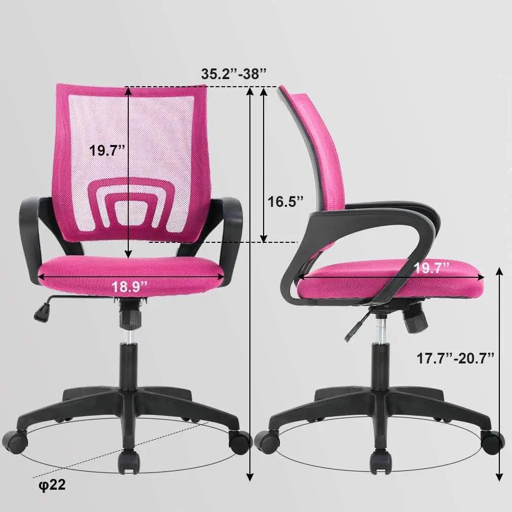 Pink Ergonomic Mesh Office Chair With Lumbar Support And Height Adjustable from PriceLows™