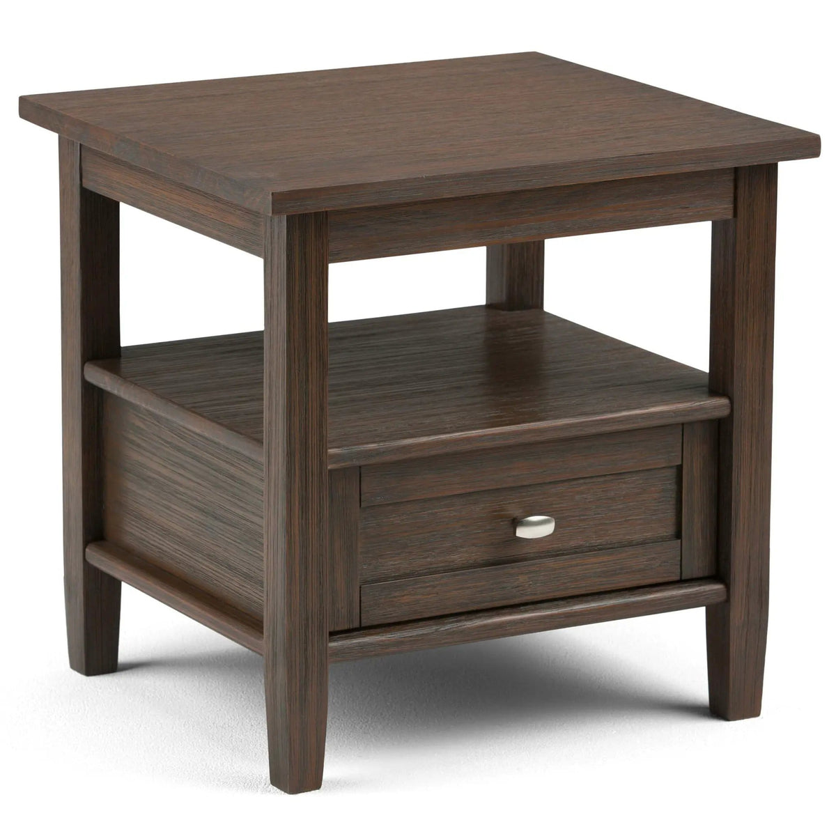Warm Shaker End Table | 20 x 18.1 x 19.7 in | Solid Wood & Metal | Living Room