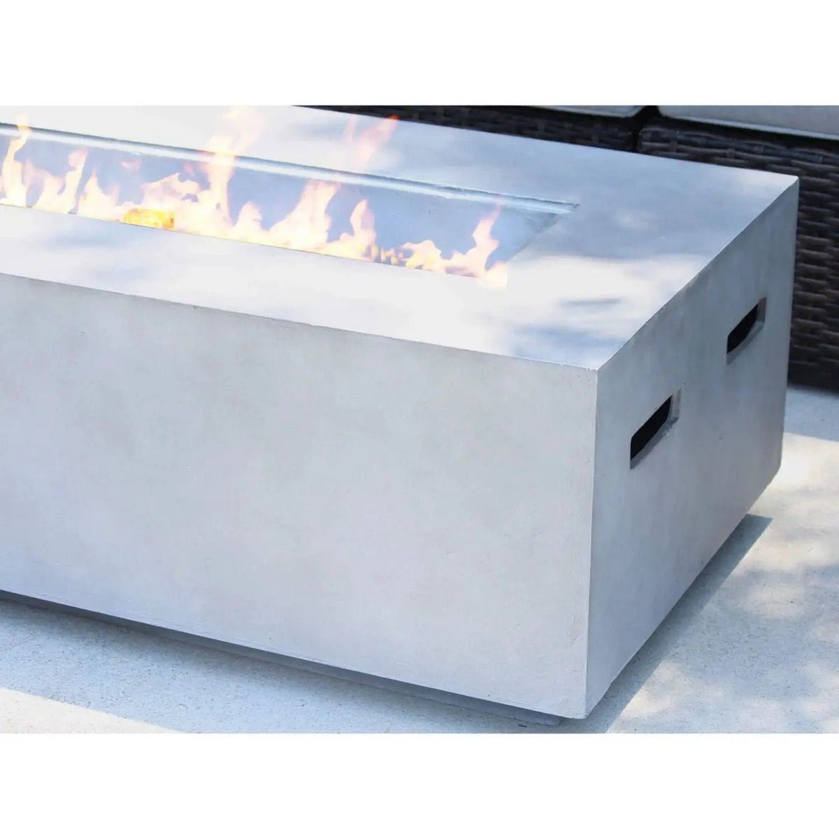 Outdoor Conversation Set | Fire Pit Included | 5 Inch Olefin Cushions | Espresso HDPE Wicker