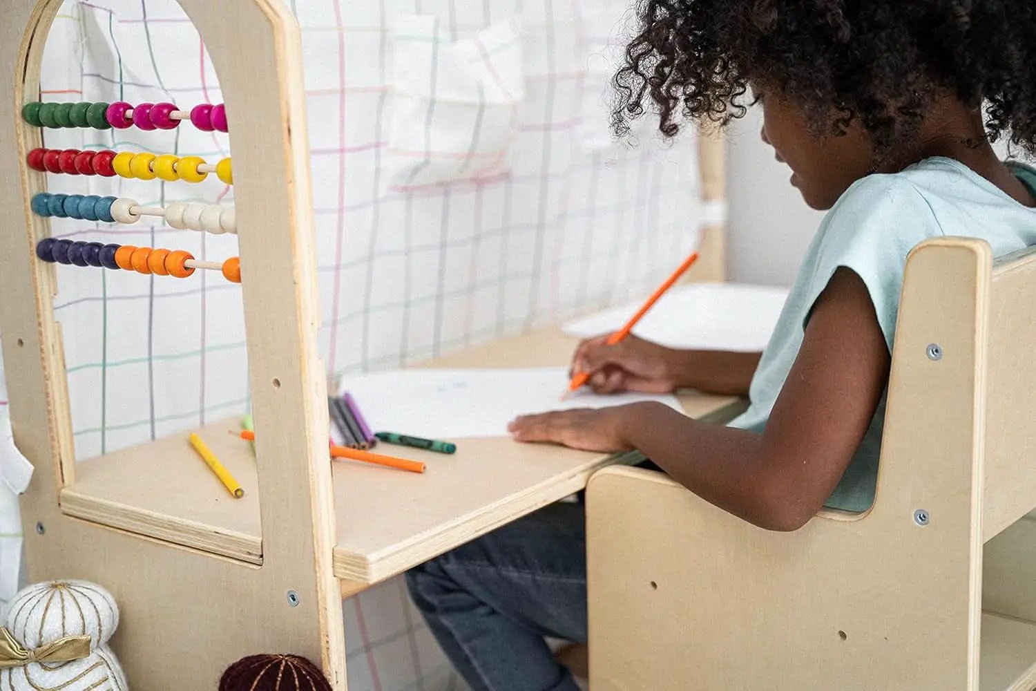 Montessori Style Indoor Playhouse Desk Chair Chalkboard from PriceLows™