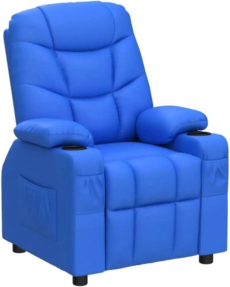 Blue Kids Recliner Chair With Cup Holder And Footrest from PriceLows™