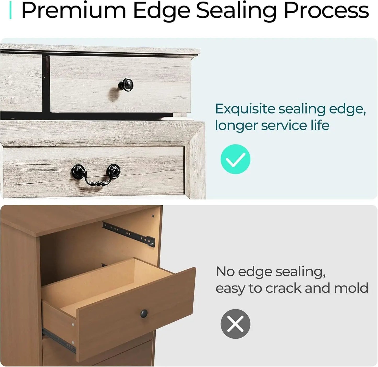 Beige Solid Wood Dresser Featuring Ample Compartments from PriceLows™