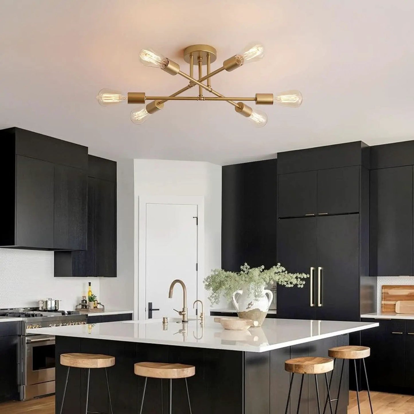 Gold Modern Sputnik Chandelier With 6 Adjustable Lights from PriceLows™