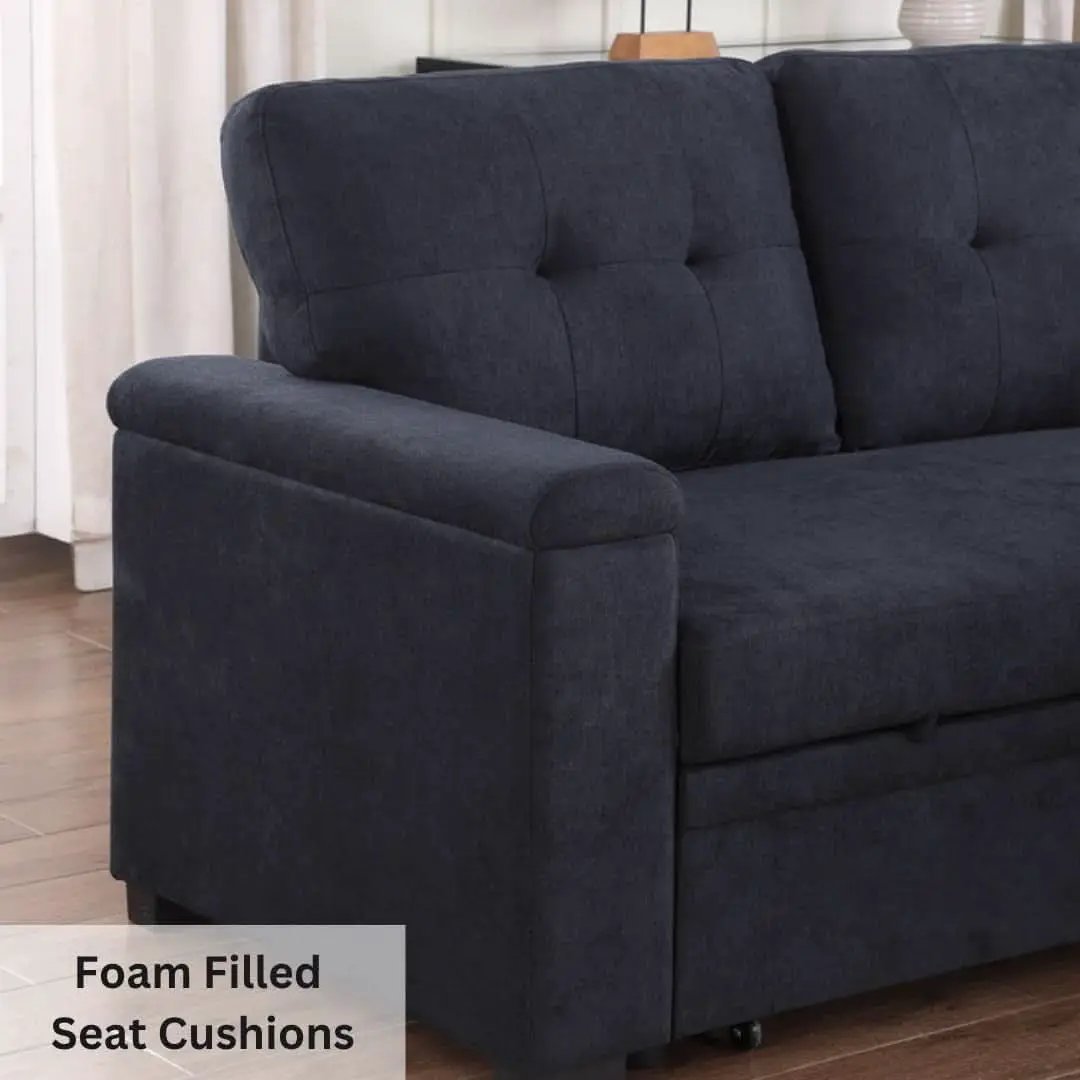 85Inch Dark Gray Reversible Sleeper Sectional Sofa from PriceLows™
