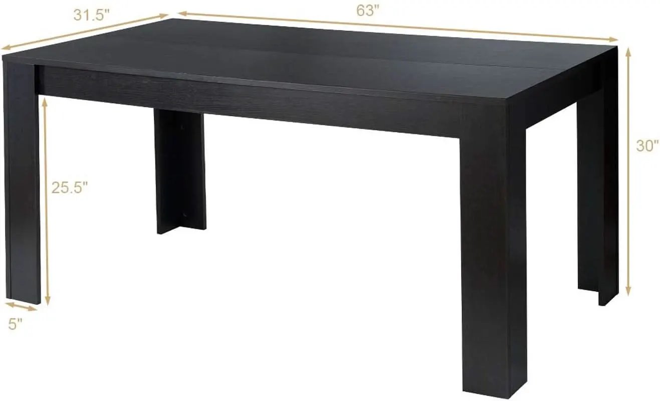 63 Inch Black Dining Table For 6 Modern Home Kitchen from PriceLows™