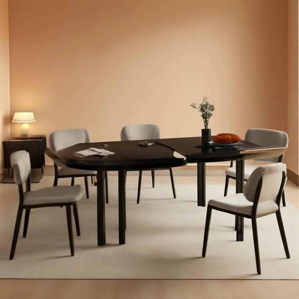 Black Extendable Dining Table 63 Inch For 4 To 6 Guests from PriceLows™
