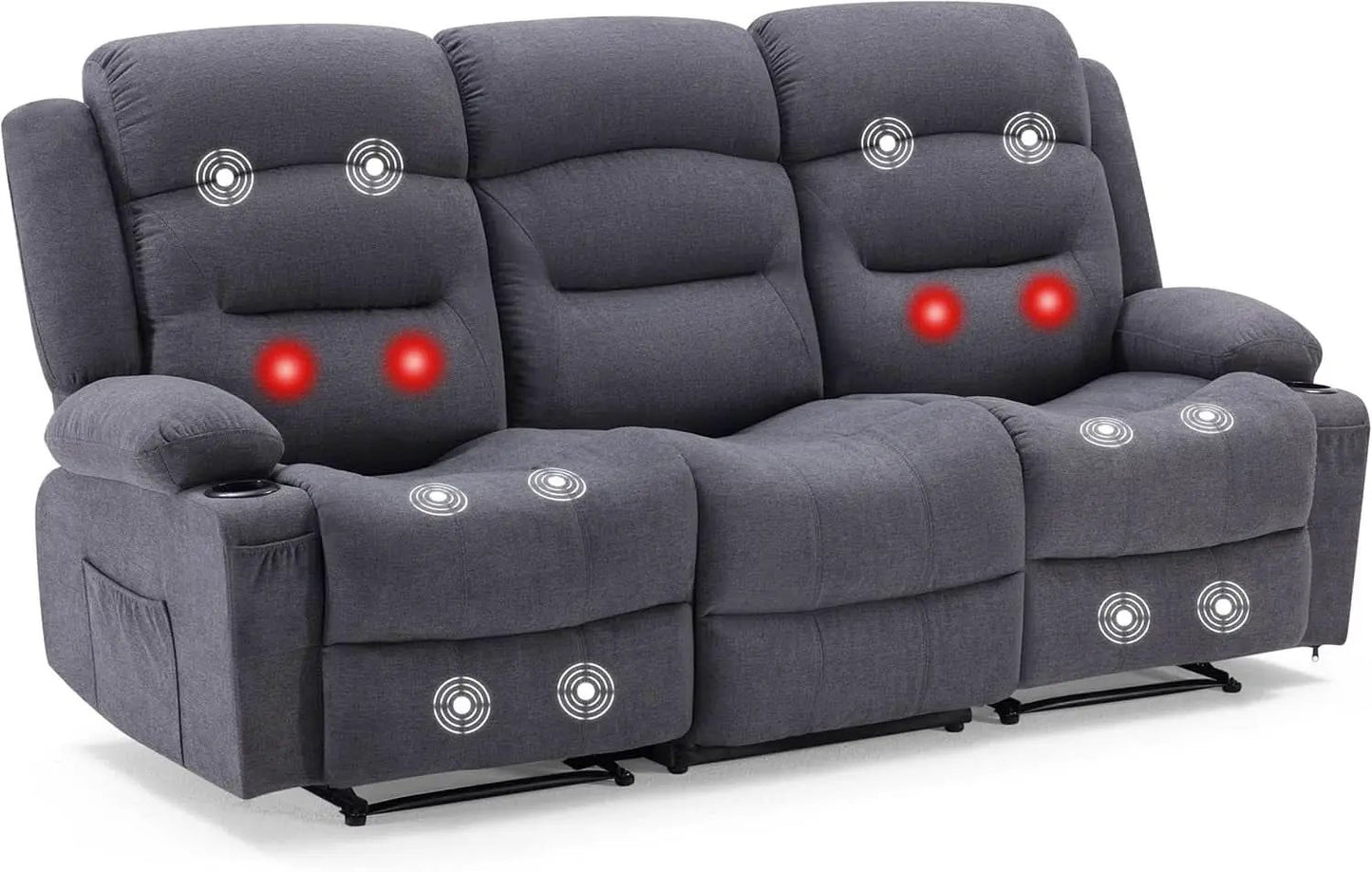 Oversized Charcoal Grey Recliner Sofa With USB Port And Heated Massage from PriceLows™