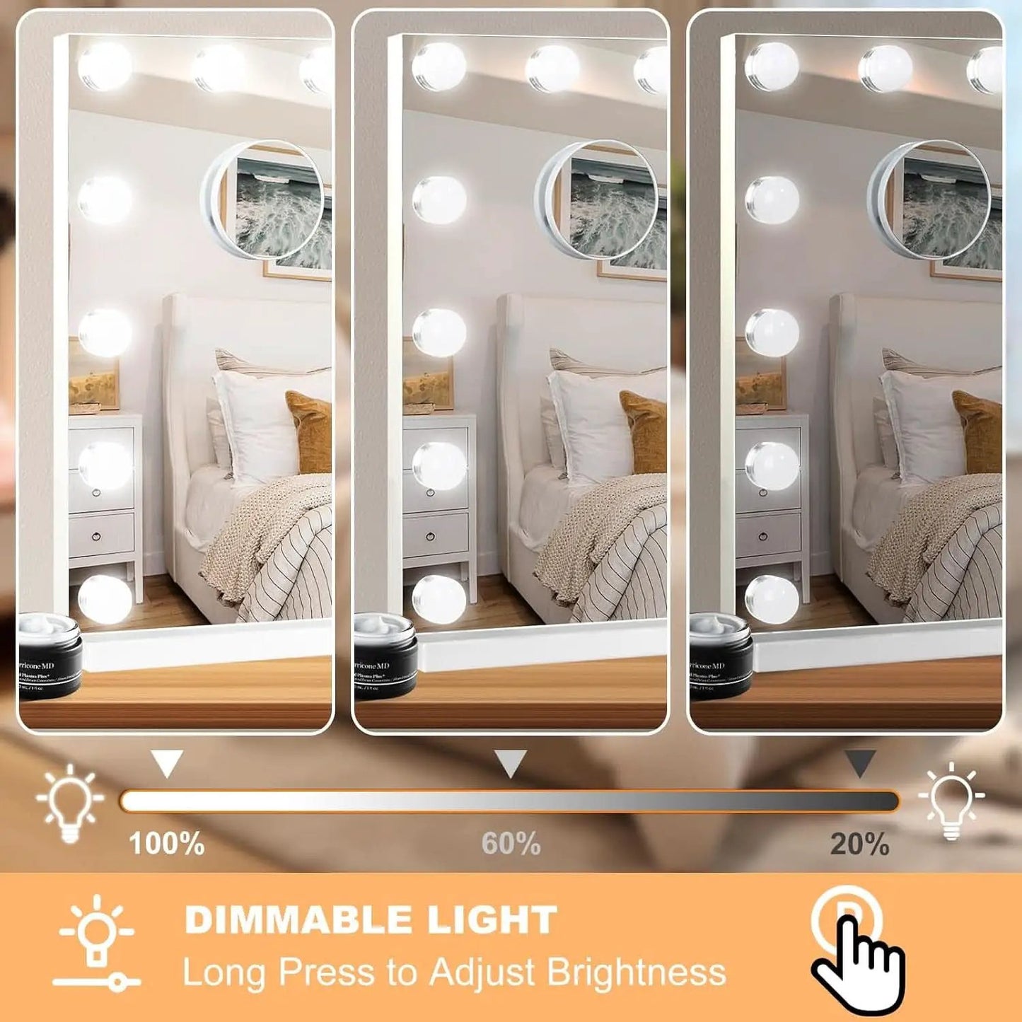 23 Inch Vanity Mirror With Dimmable Lights 10x Magnification from PriceLows™