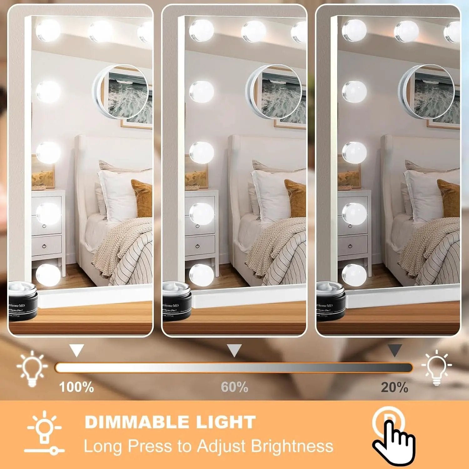 23 Inch Vanity Mirror With Dimmable Lights 10x Magnification from PriceLows™