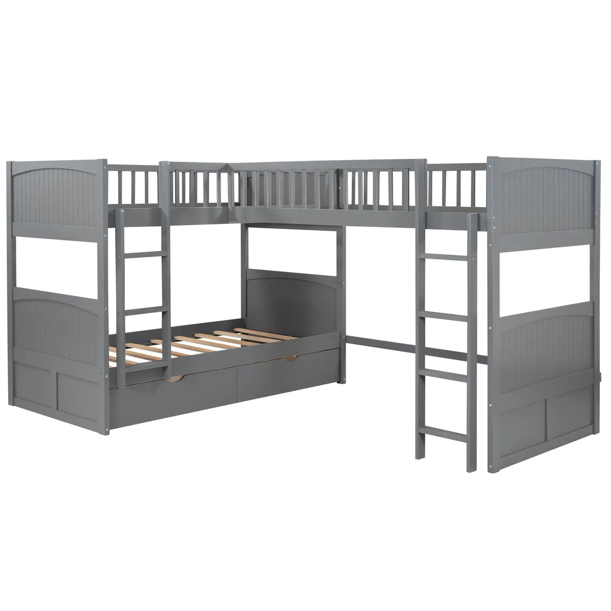 Bunk Bed With Loft | Sleeps 3 | Twin | 2 Underbed Drawers | Built In Stepladder