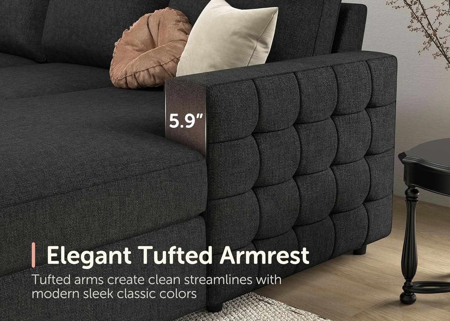 Dark Grey Sectional Sleeper Sofa With Pull Out Bed from PriceLows™