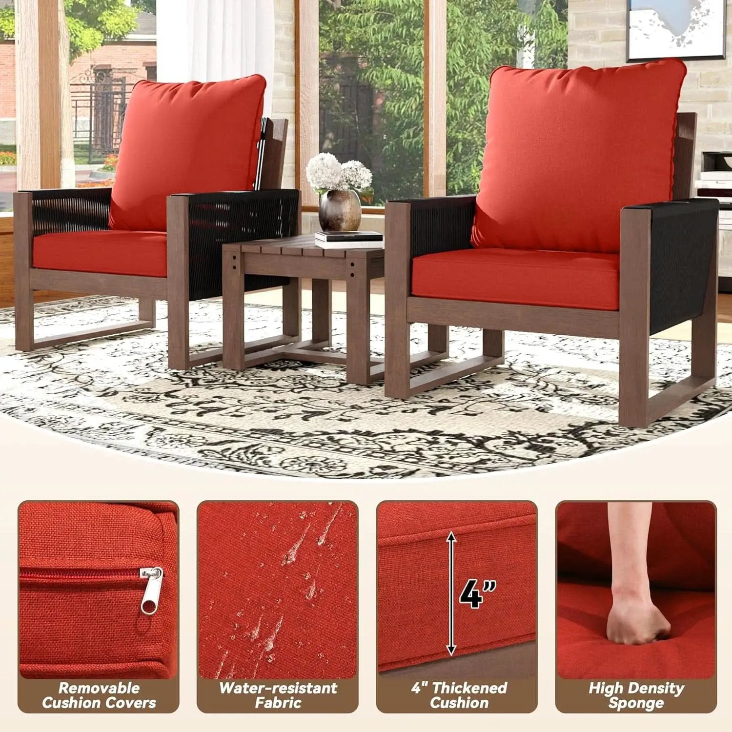 Outdoor 3 Piece Patio Furniture Set with Cushions from PriceLows™