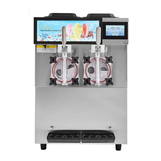 24L Commercial Double Cylinder Stainless Steel Slushy Machine With Touchscreen | Stainless Steel | Commercial Slush Machine | Home