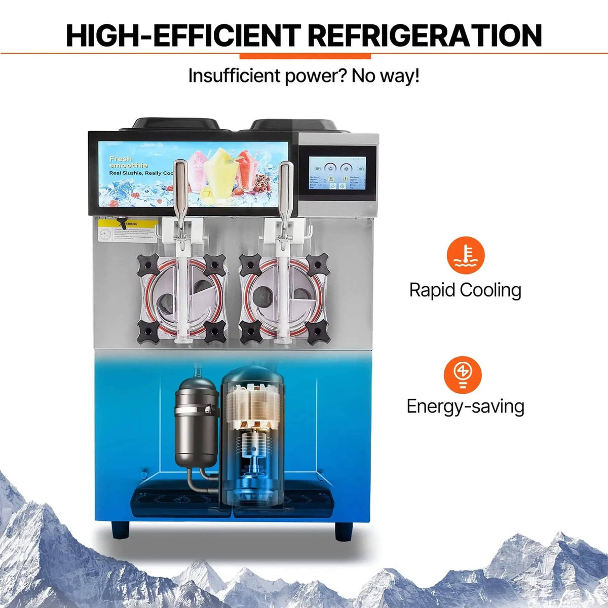 24L Commercial Double Cylinder Stainless Steel Slushy Machine With Touchscreen | Stainless Steel | Commercial Slush Machine | Home