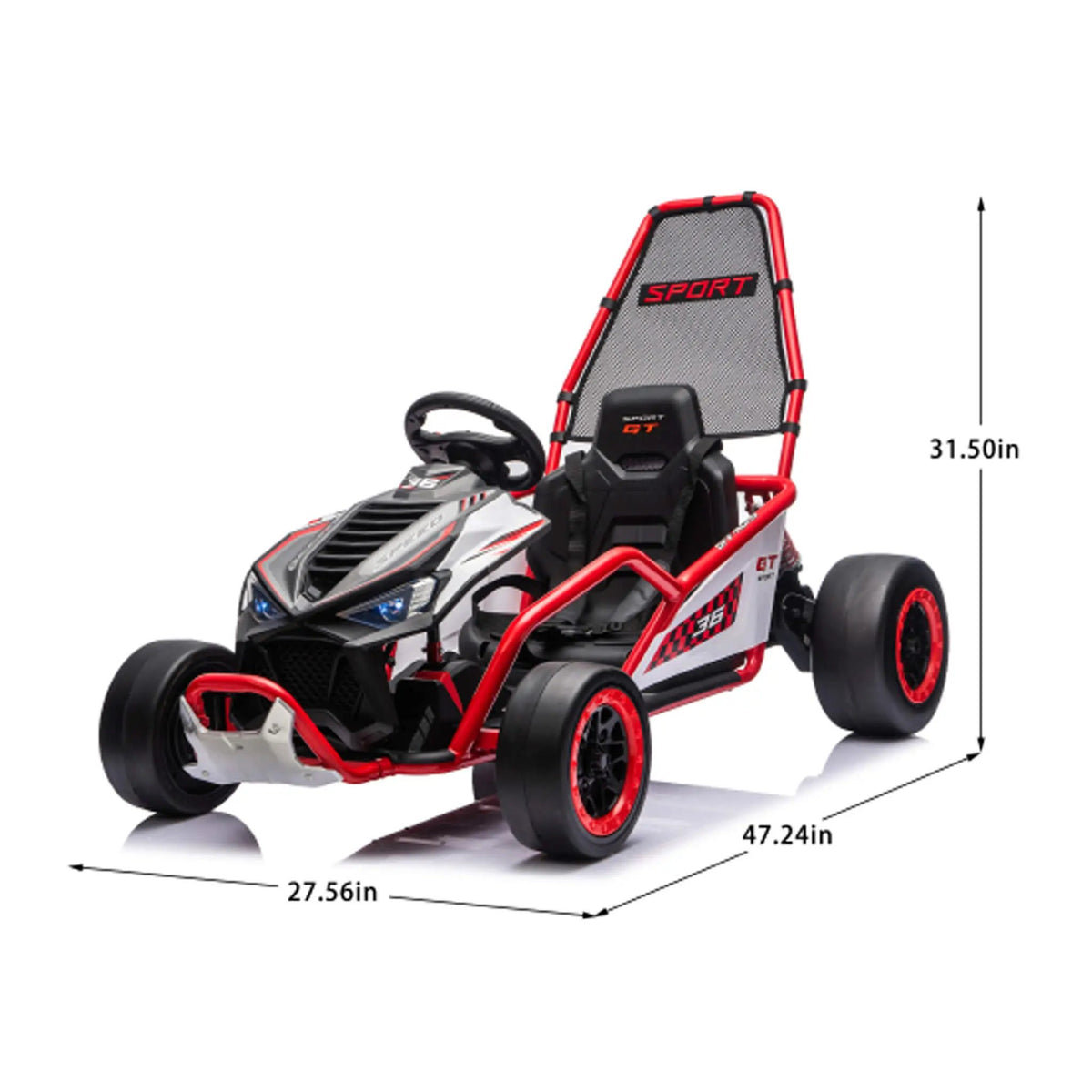 Kids Electric Drift Go-Kart | 24V 400W | Roll Cage And Safety Harness | Bluetooth And Headlights