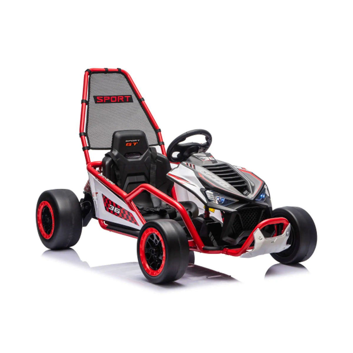 Kids Electric Drift Go-Kart | 24V 400W | Roll Cage And Safety Harness | Bluetooth And Headlights