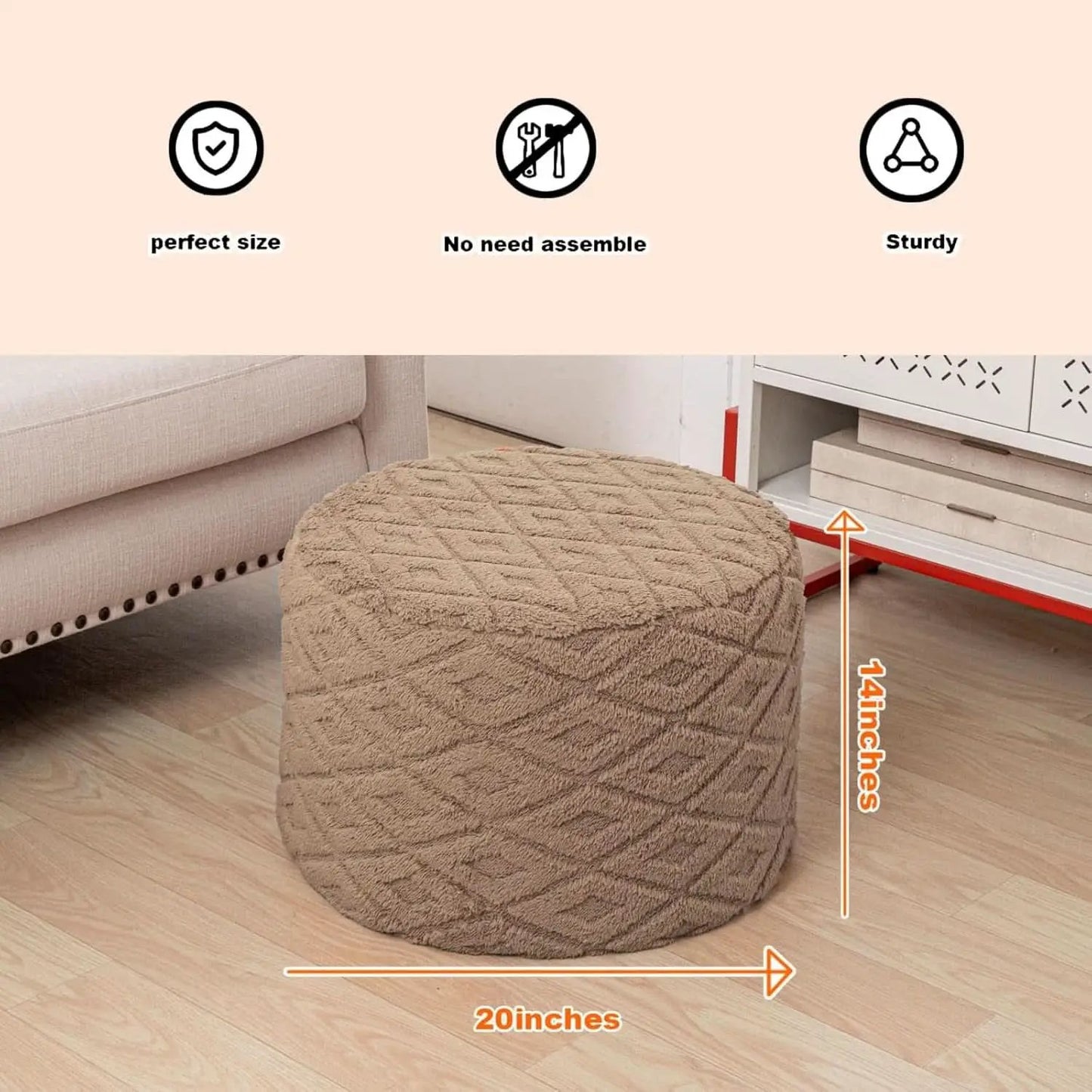 20x14 Inches Light Coffee Ultra Soft Foot Rest Ottoman from PriceLows™