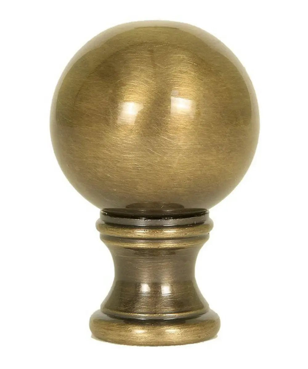 Lamp Finial | Solid Sphere Shape | Antique Brass Finish | 1.75 Inch Height