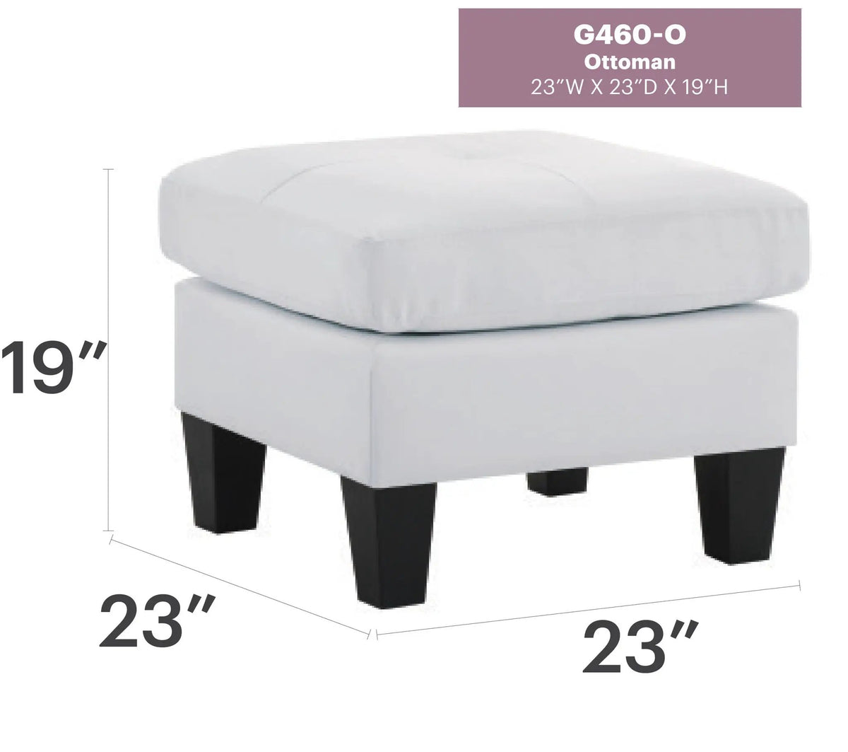 Tufted Ottoman | Compact Two Seater | White Finish | 23 In