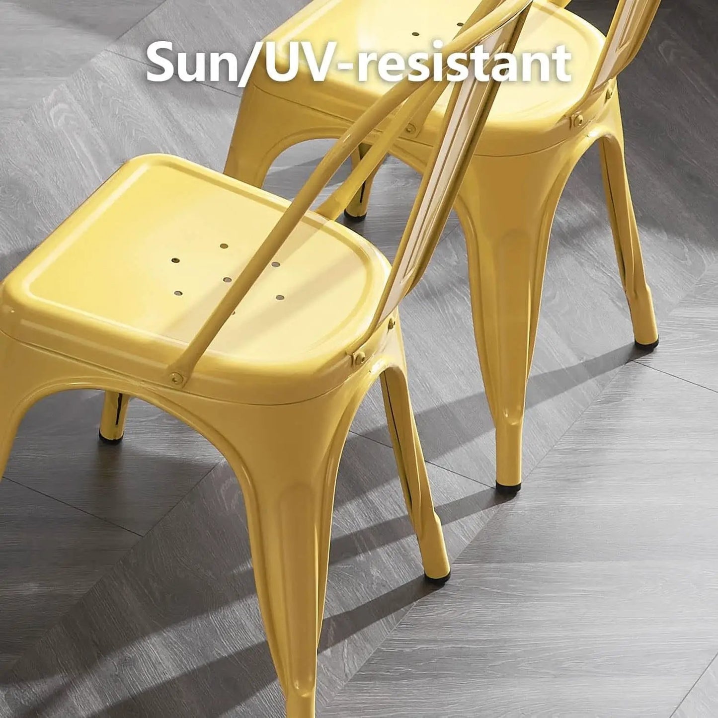 Stackable Yellow Metal Dining Chair 18 Inch Kitchen from PriceLows™