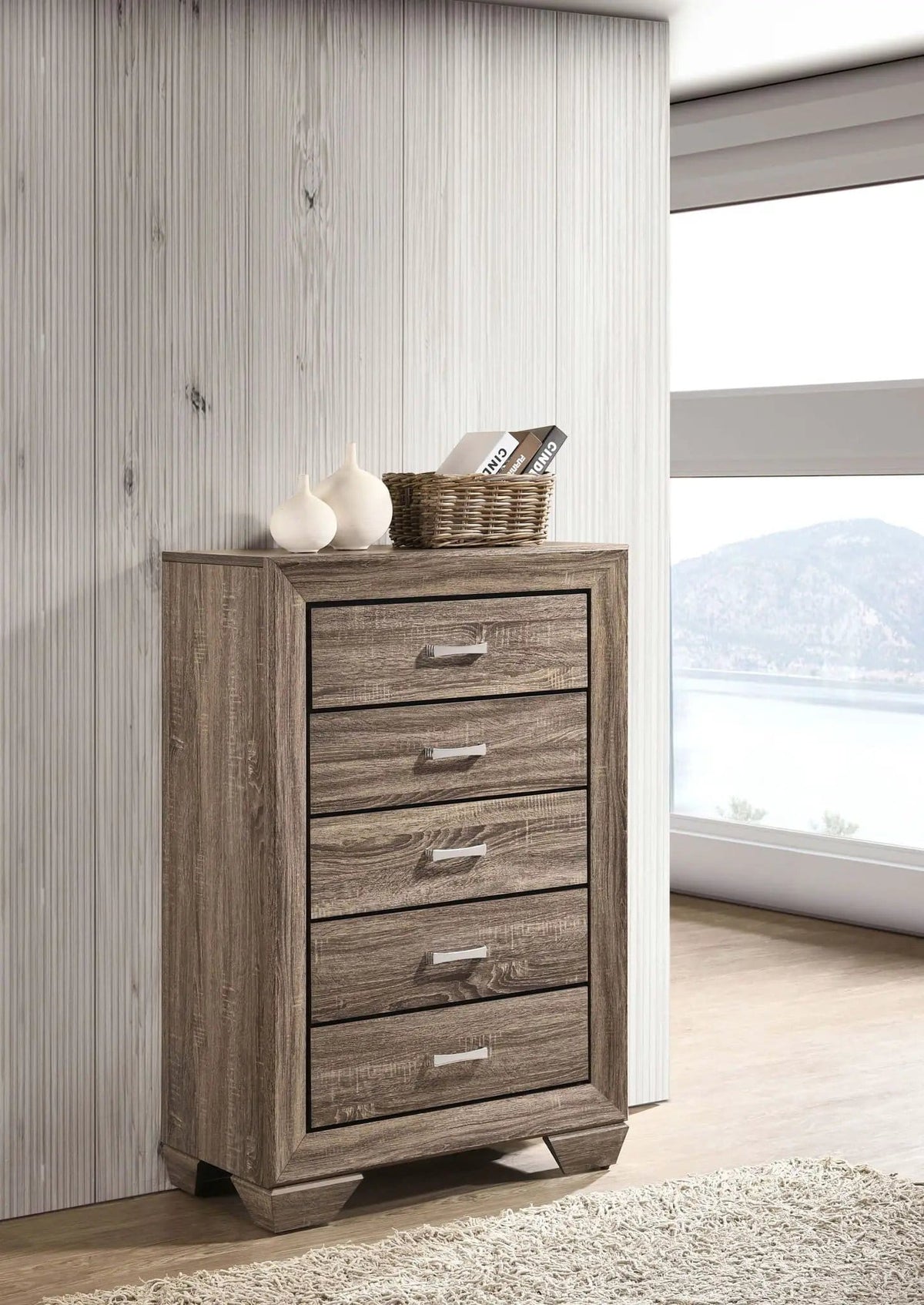 Kauffman 5-drawer Bedroom Chest Washed | 33 x 16.5 x 50.5 in | Wood | Taupe