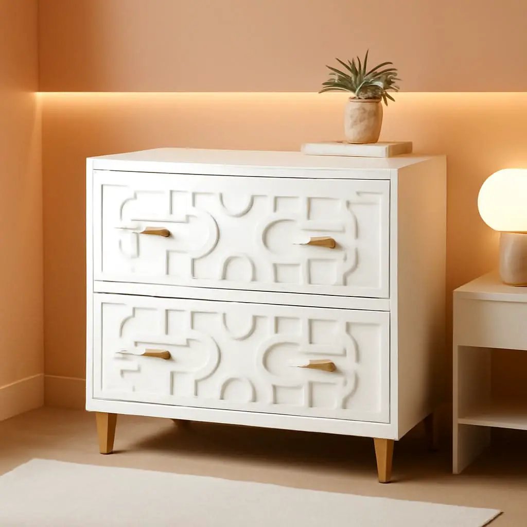 Two Drawer Lateral File Cabinet White And Gold For Legal Letter A4 Files Printer Stand Home Office from PriceLows™