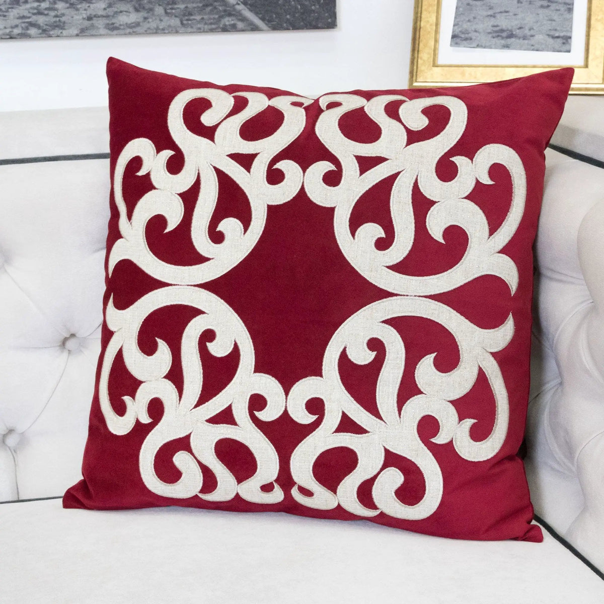 Pillow Cover | Vintage Vine Pattern | Hidden Zipper | Matching Back