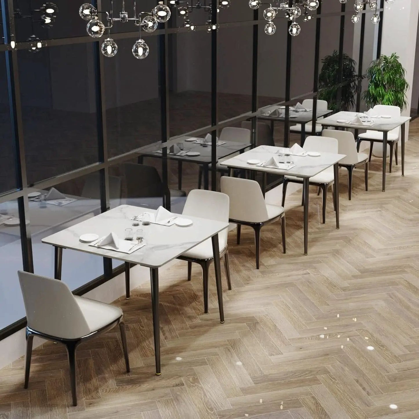 32 Inch Sintered Stone Dining Table With Black Legs from PriceLows™