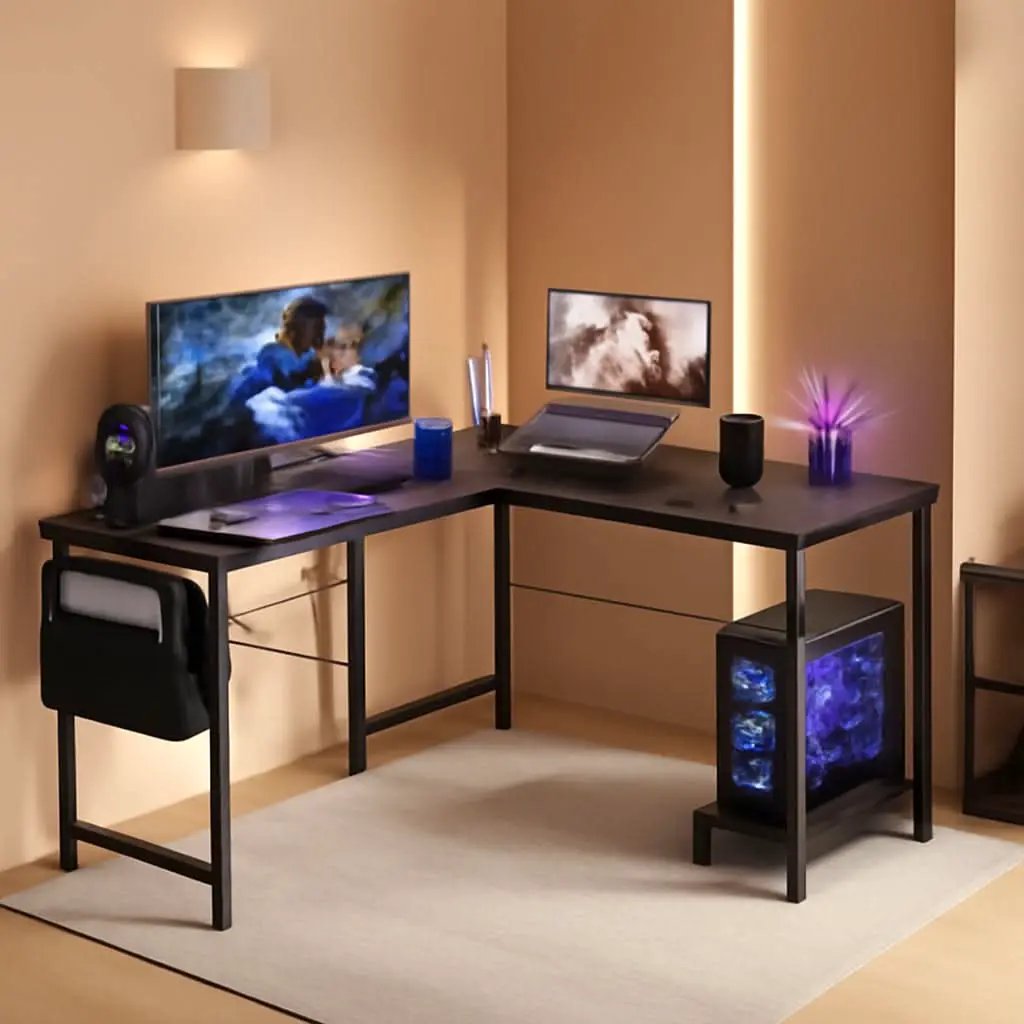 L Shaped Computer Desk 50 Inch Black Corner Home Office from PriceLows™