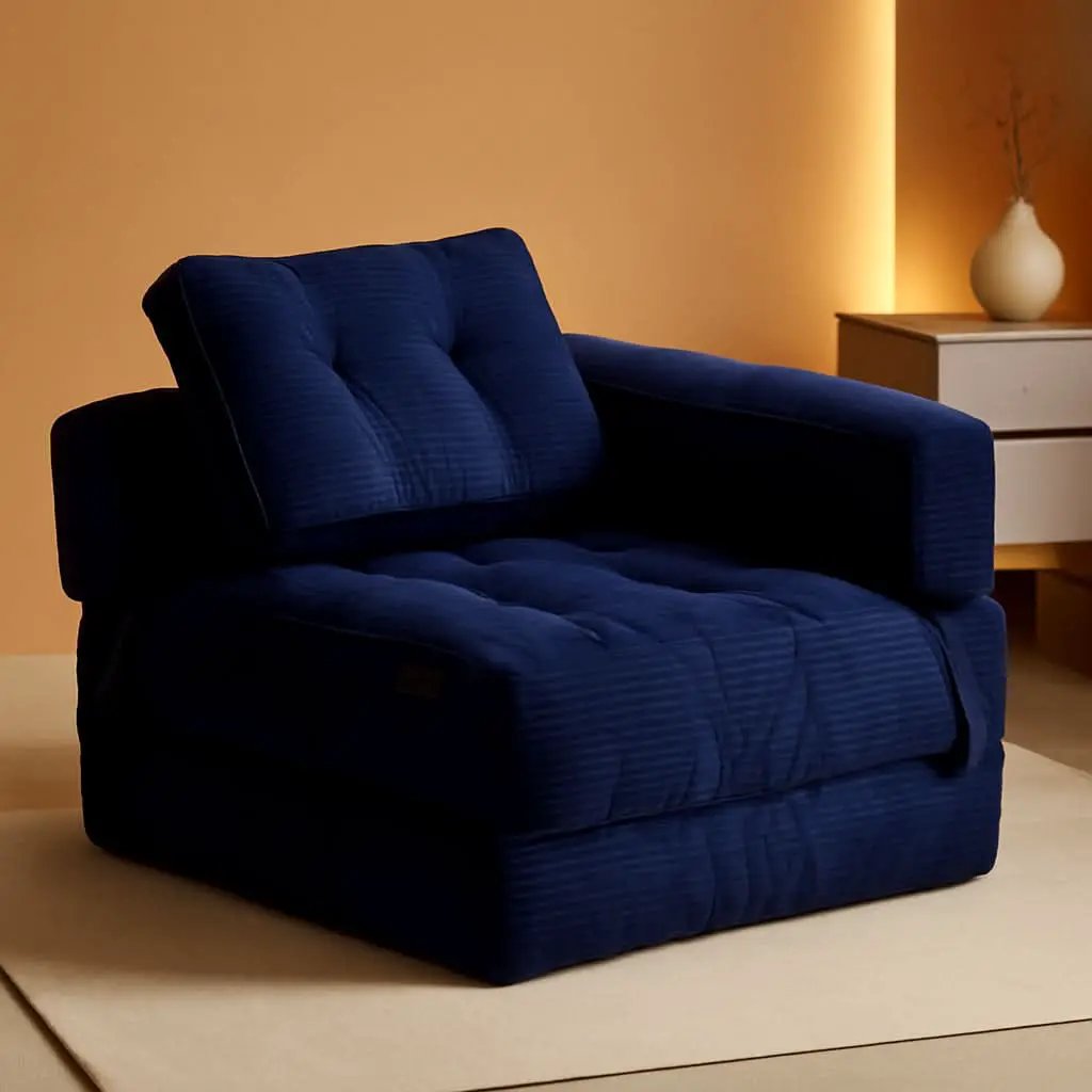 Navy Folding Sofa Bed With Armrests For Living Room from PriceLows™
