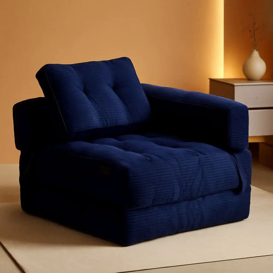 Navy Folding Sofa Bed With Armrests For Living Room from PriceLows™