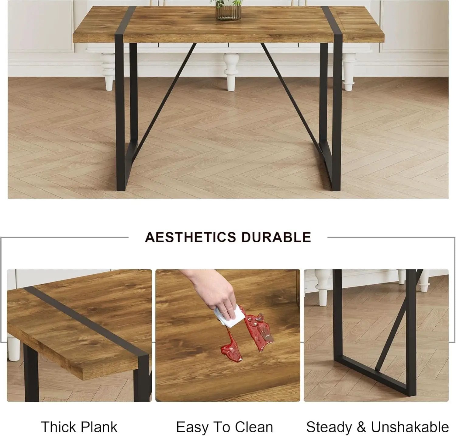 Executive Industrial Solid Walnut Dining Table Set from PriceLows™