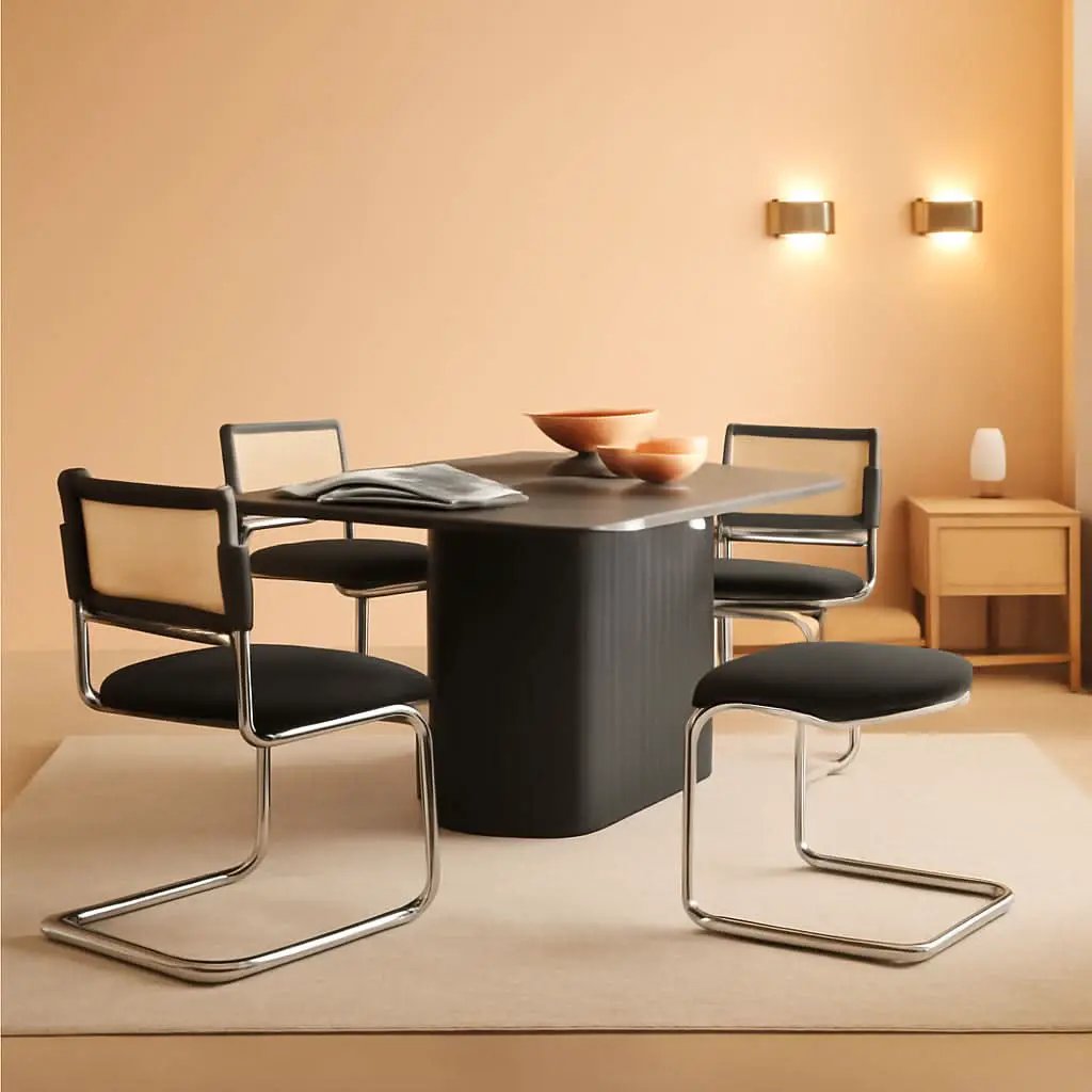 Black Chrome Rattan Midcentury Cesca Dining Chairs from PriceLows™
