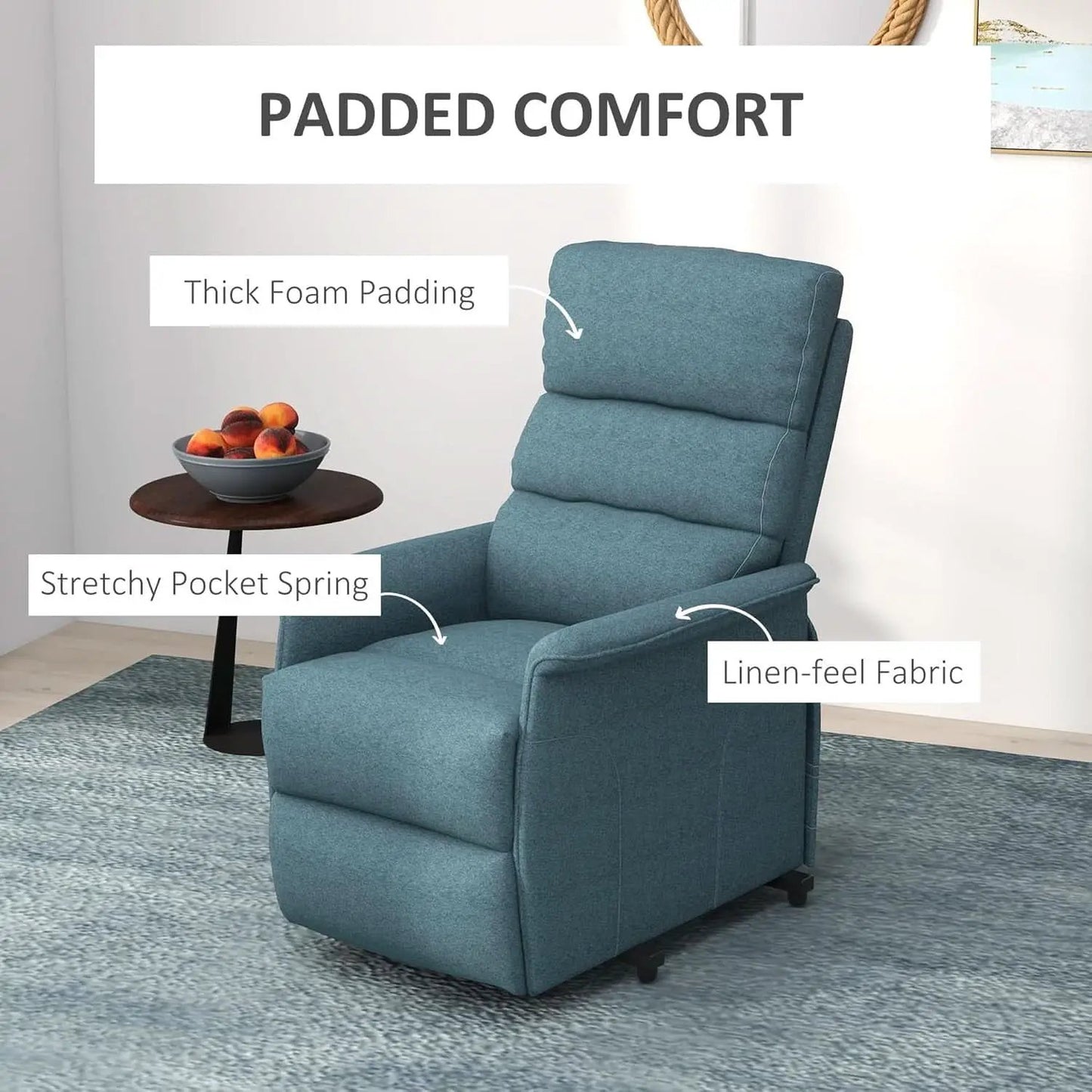 Blue Power Lift Recliner Chair With Remote Control from PriceLows™