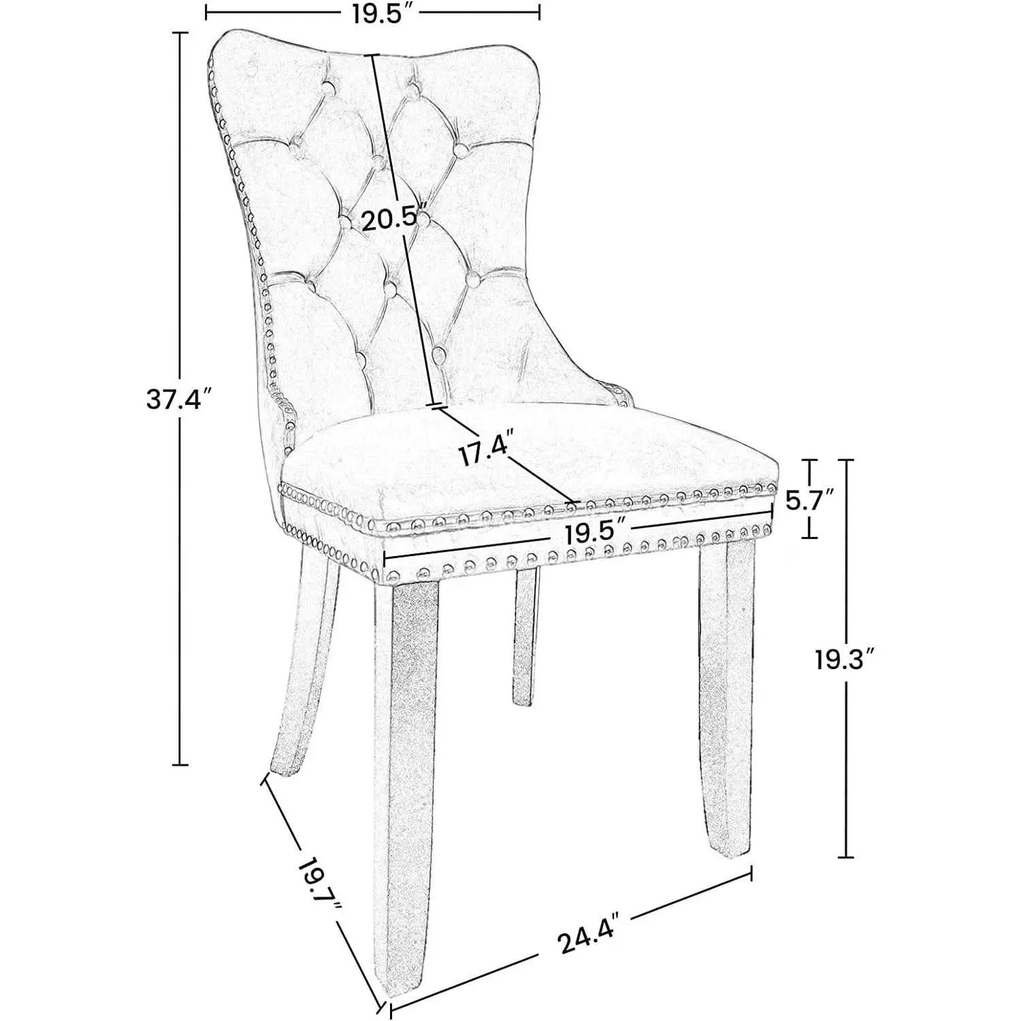 Solid Wood Dining Chairs With Nailhead Back Set Of 2 from PriceLows™